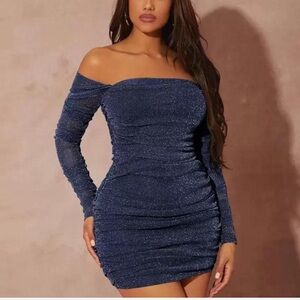 Elegant Off-Shoulder Blue Dress